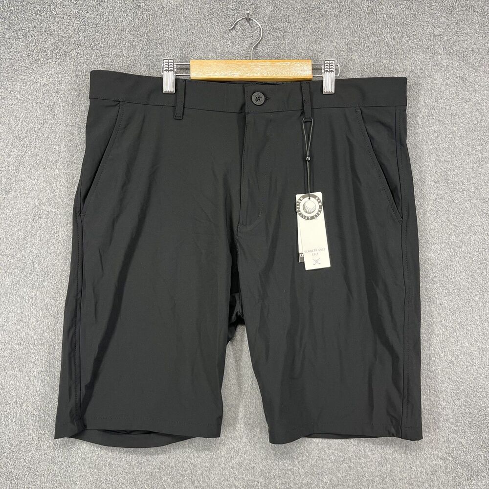 Kenneth Cole Golf Shorts Mens 36 Black Lightweight Wicking Nylon Stretch UPF 50+